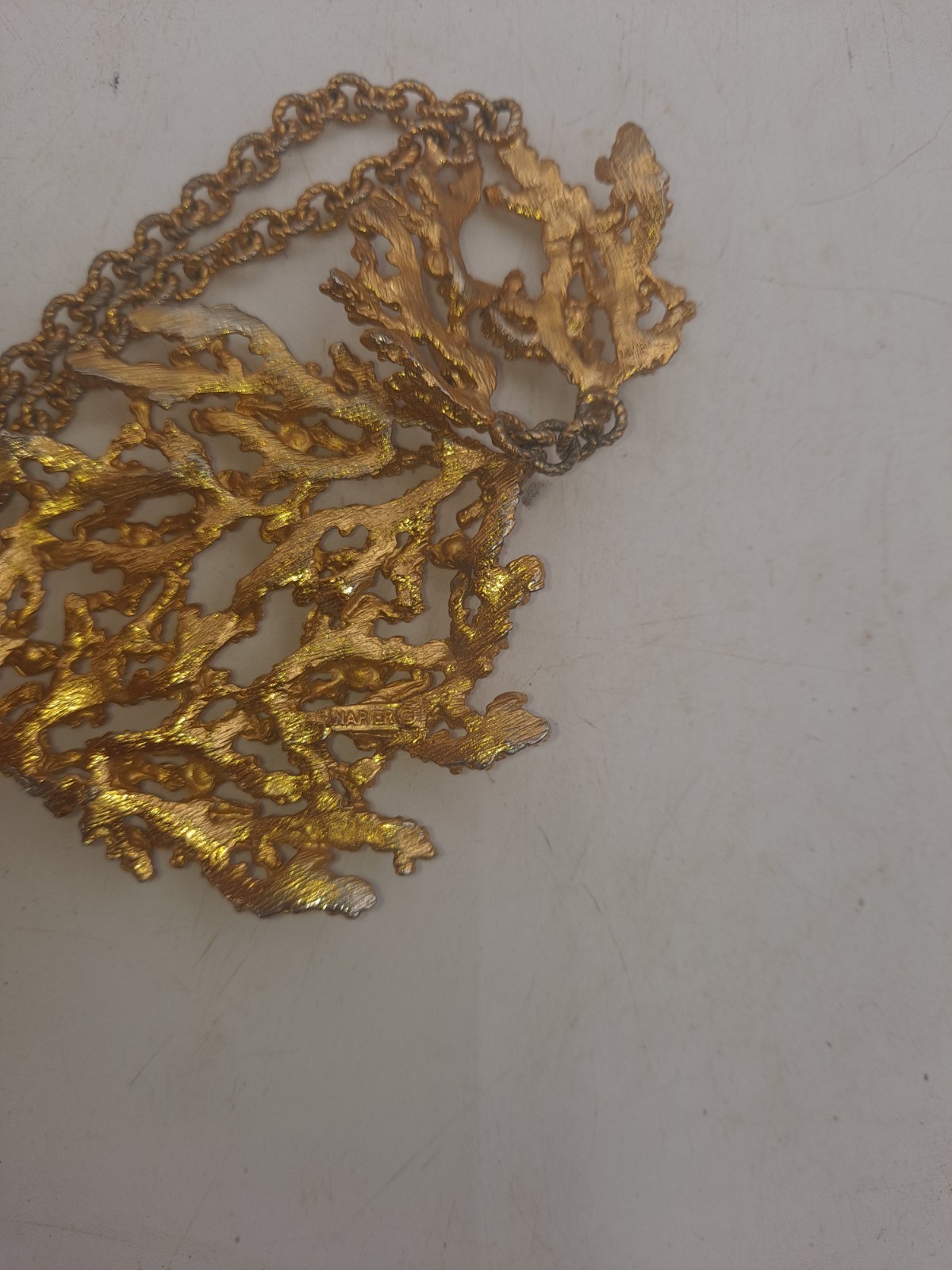 Vtg 1971 Napier “Sea Fern” Gold Tone Necklace Designed by Eugene Bertolli
