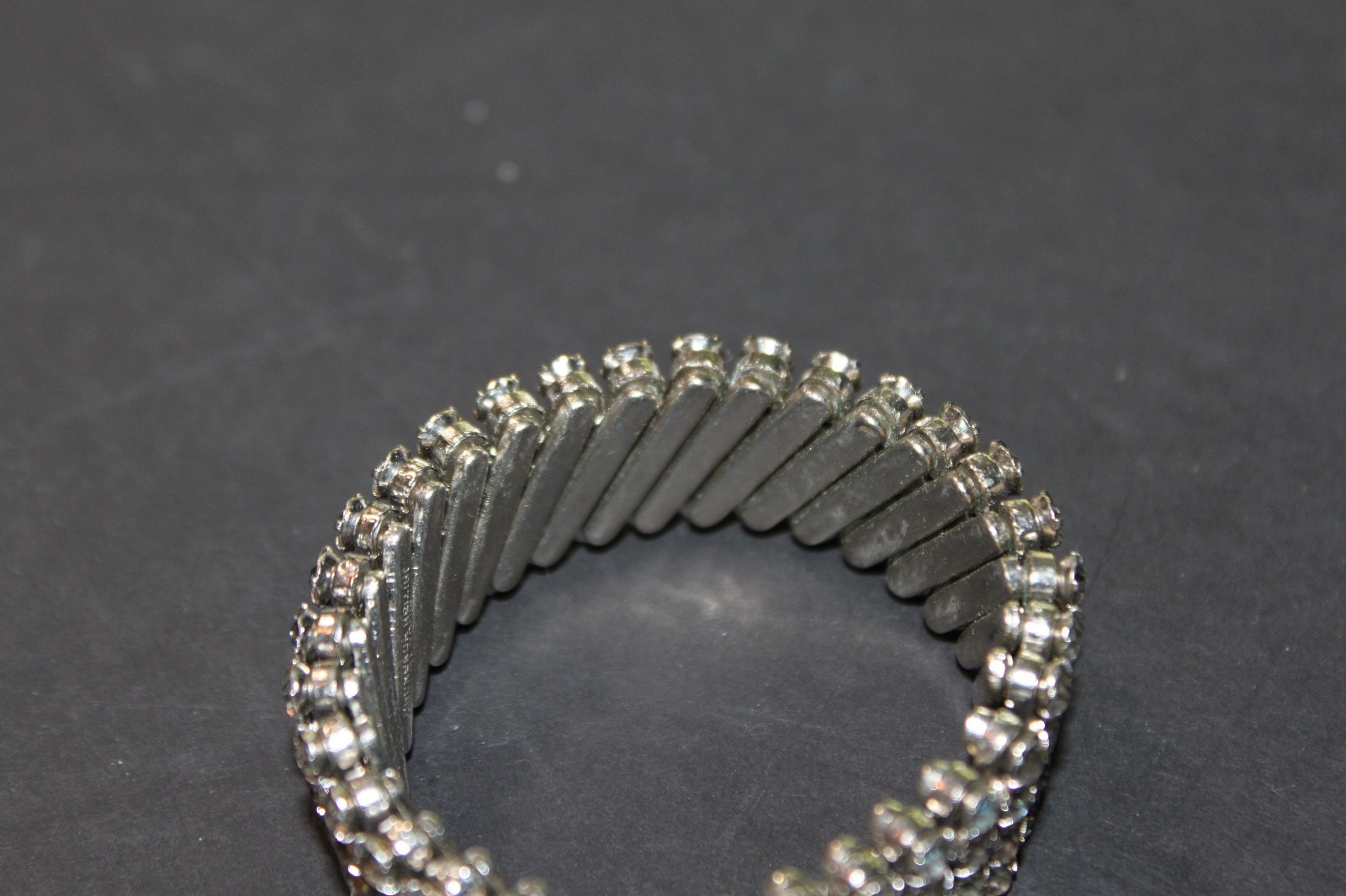 Vintage Expanding 4 Row Crystal Rhinestone Bracelet, 3/4” Wide