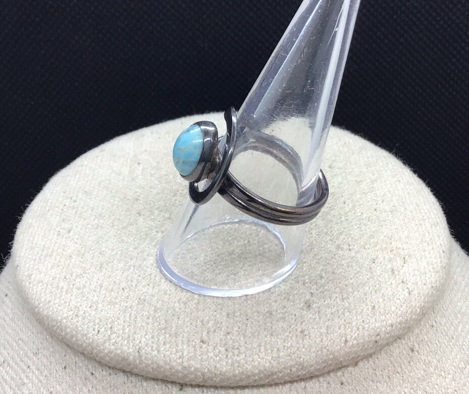Vintage Sterling Silver 925 Blue Beryl Cab Stone Ring Sz 9.25 LL979