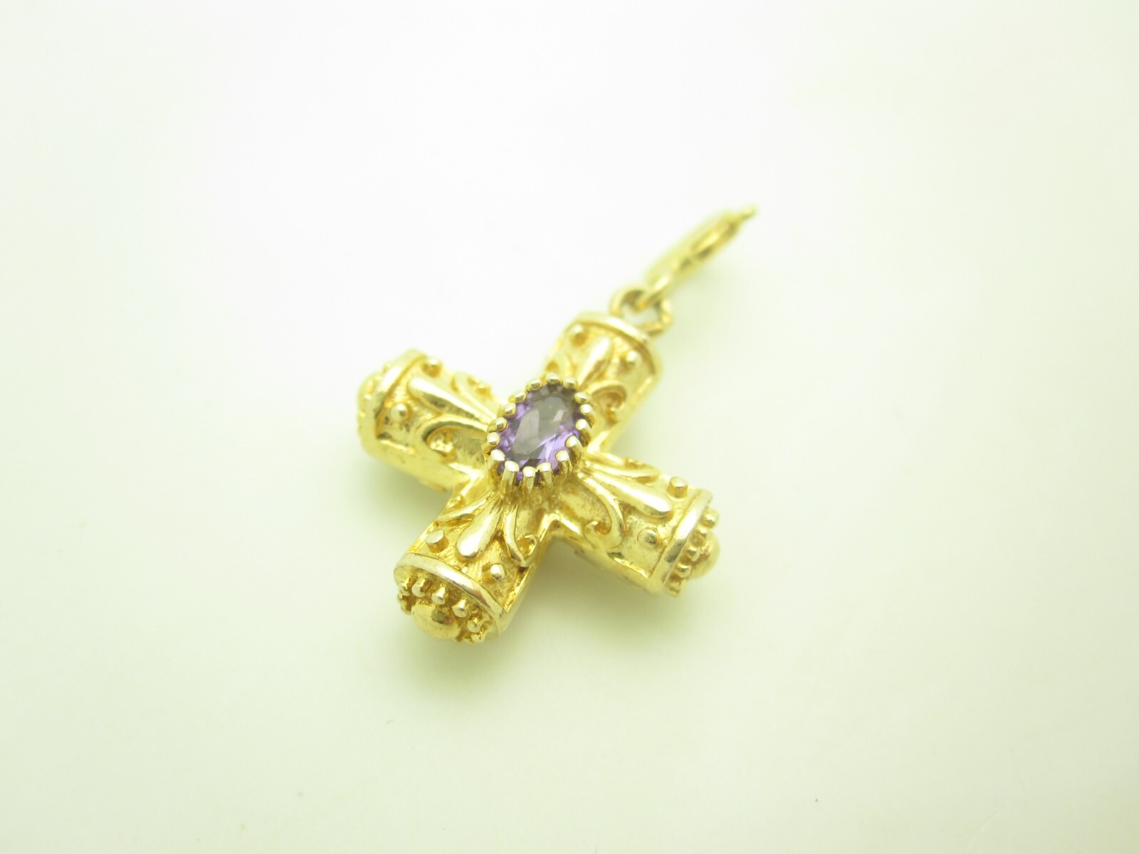 Sterling Silver Gold Tone Purple Amethyst Cross Pendant Charm