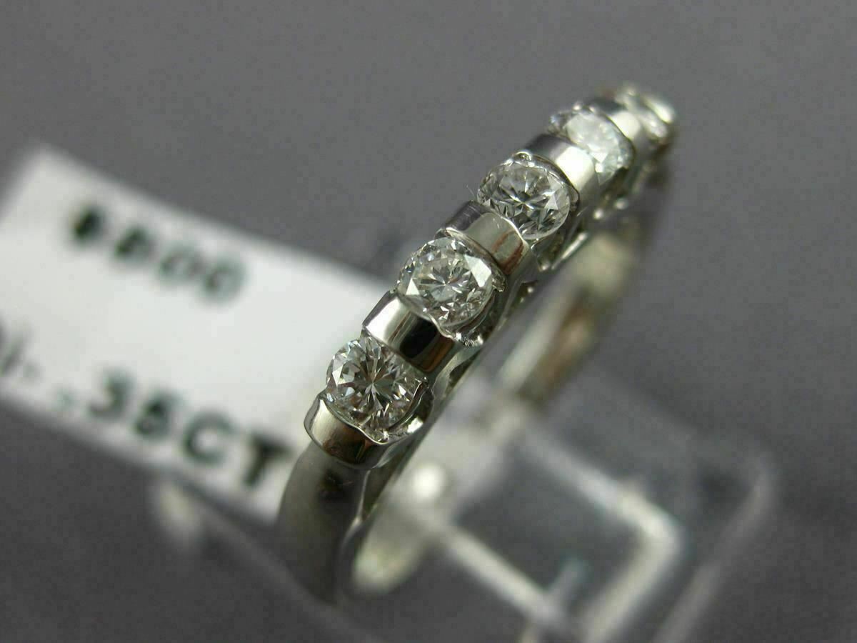 ESTATE 5 DIAMOND 14K WHITE GOLD TENSION SET WEDDING ANNIVERSARY RING 2.5MM 14603