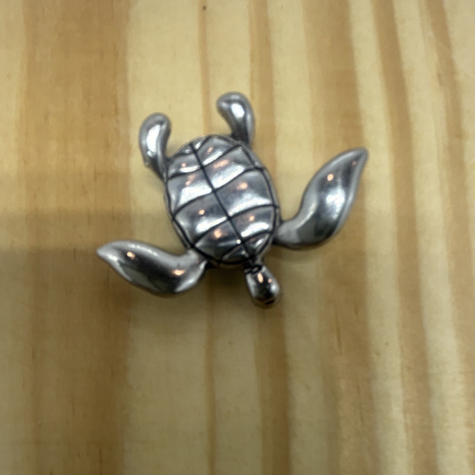 Metal turtle figurine with green and silver shell.(not jewelry)