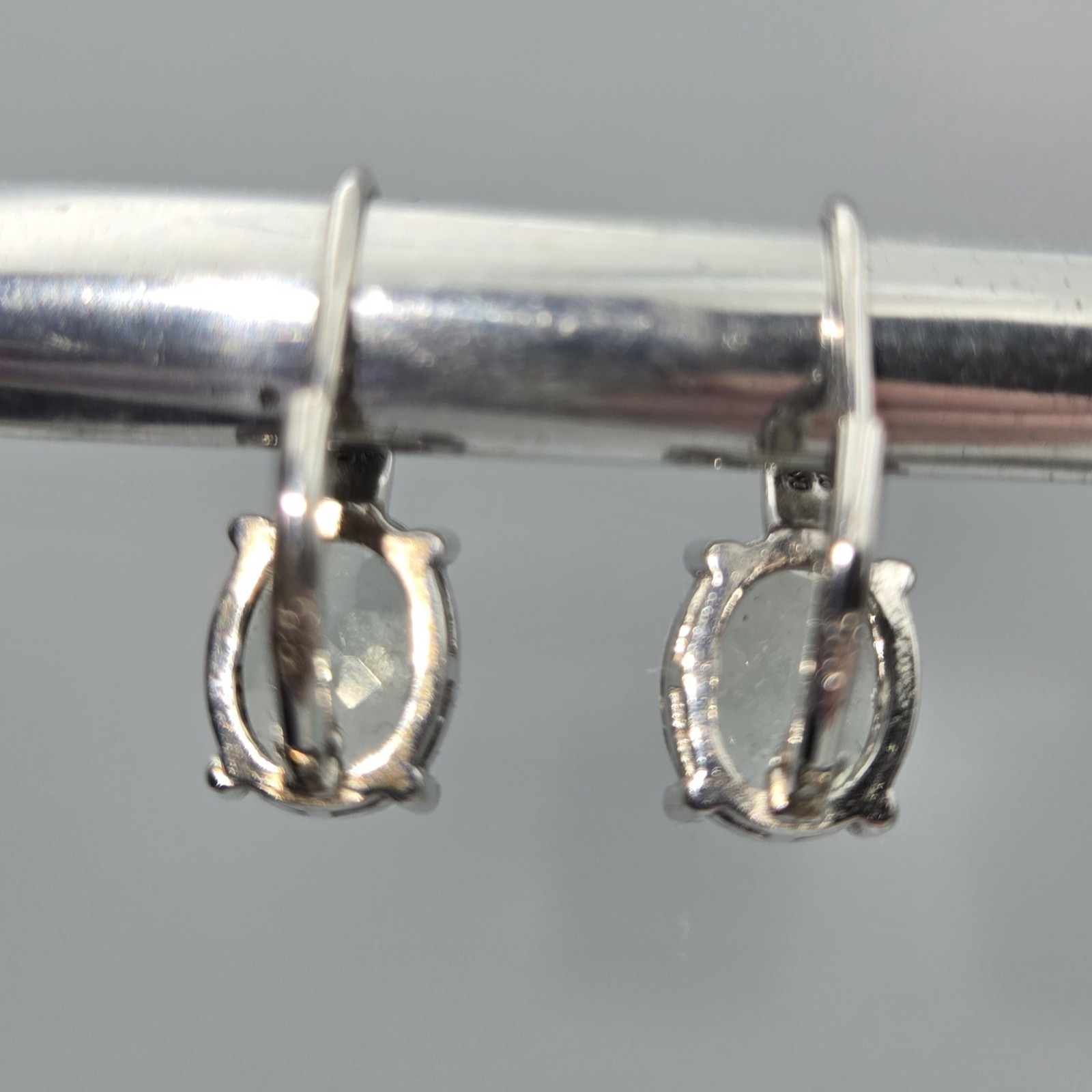 DBJ Dee Berkley Sterling Silver 925 Faceted Oval Lt Green Stone Earrings