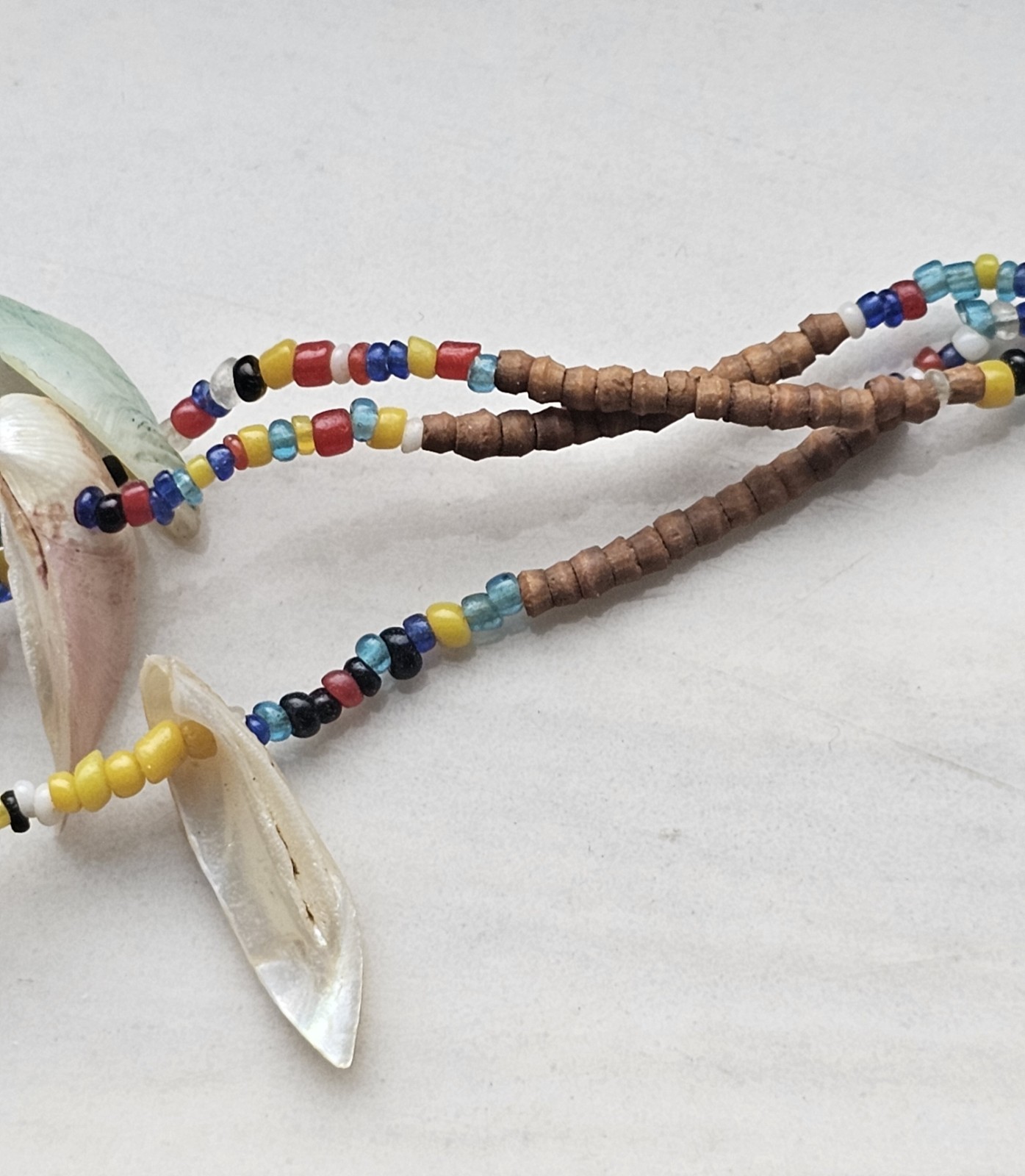 Beautiful Vintage Tribal Bead Cut Shell Bohemian Necklace