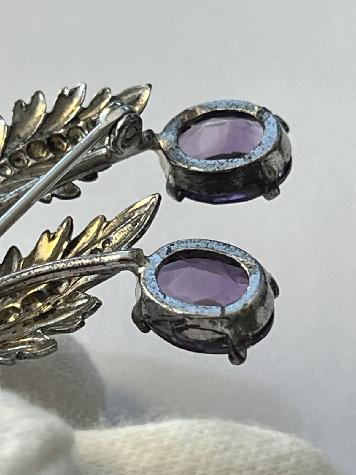 Vintage Binder Bros Sterling Silver Amethyst Floral Bouquet Pin Brooch Signed BB