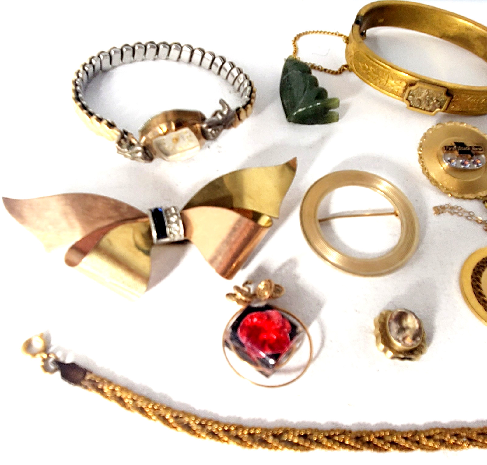 Victorian Edwardian 2 Deco Gold Filled Wear Repair Craft Scrap Jewelry Lot 11 Pc