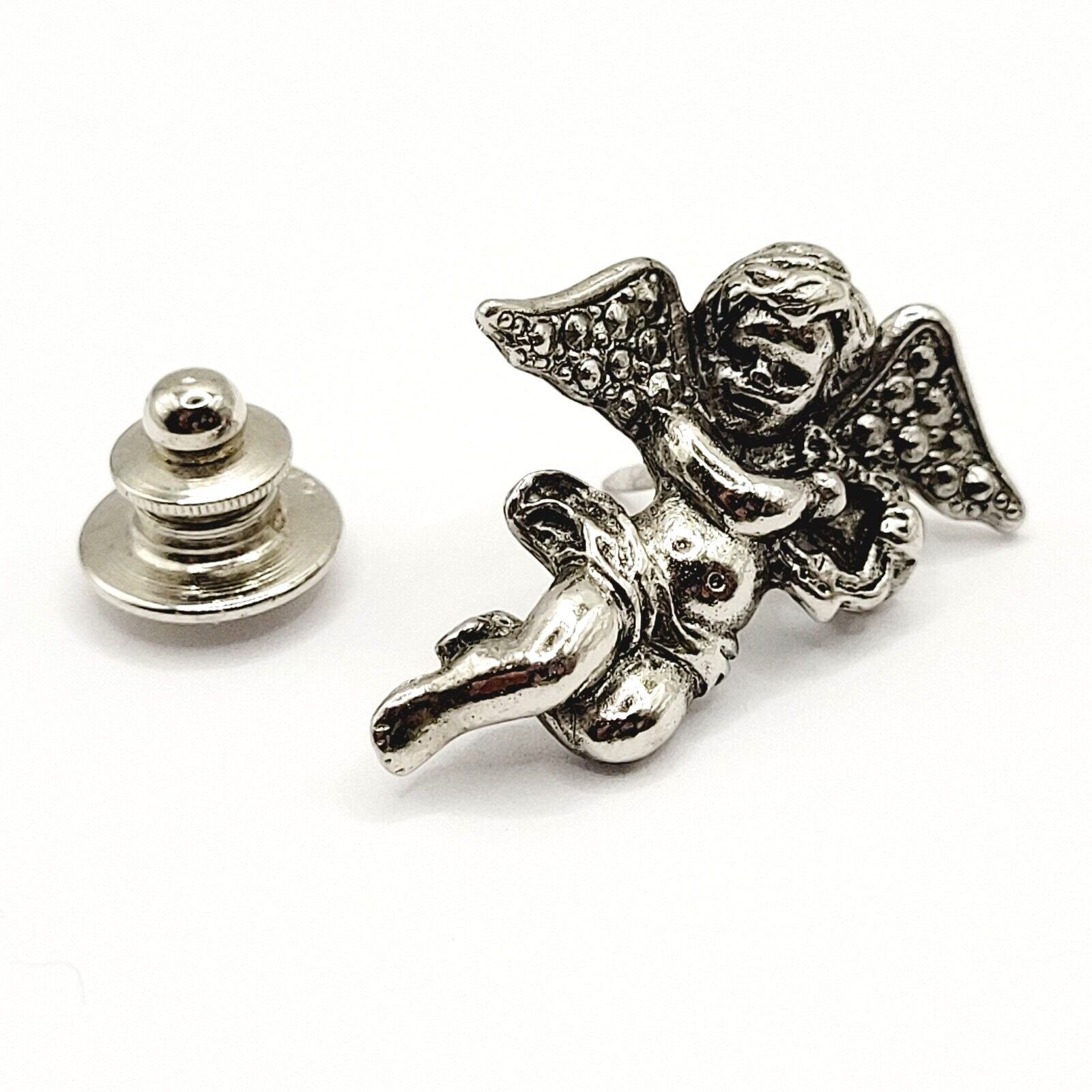 Cherub Angel Lapel or Scatter Pin Silver Tone Faux Marcasite Avon Vintage 1984