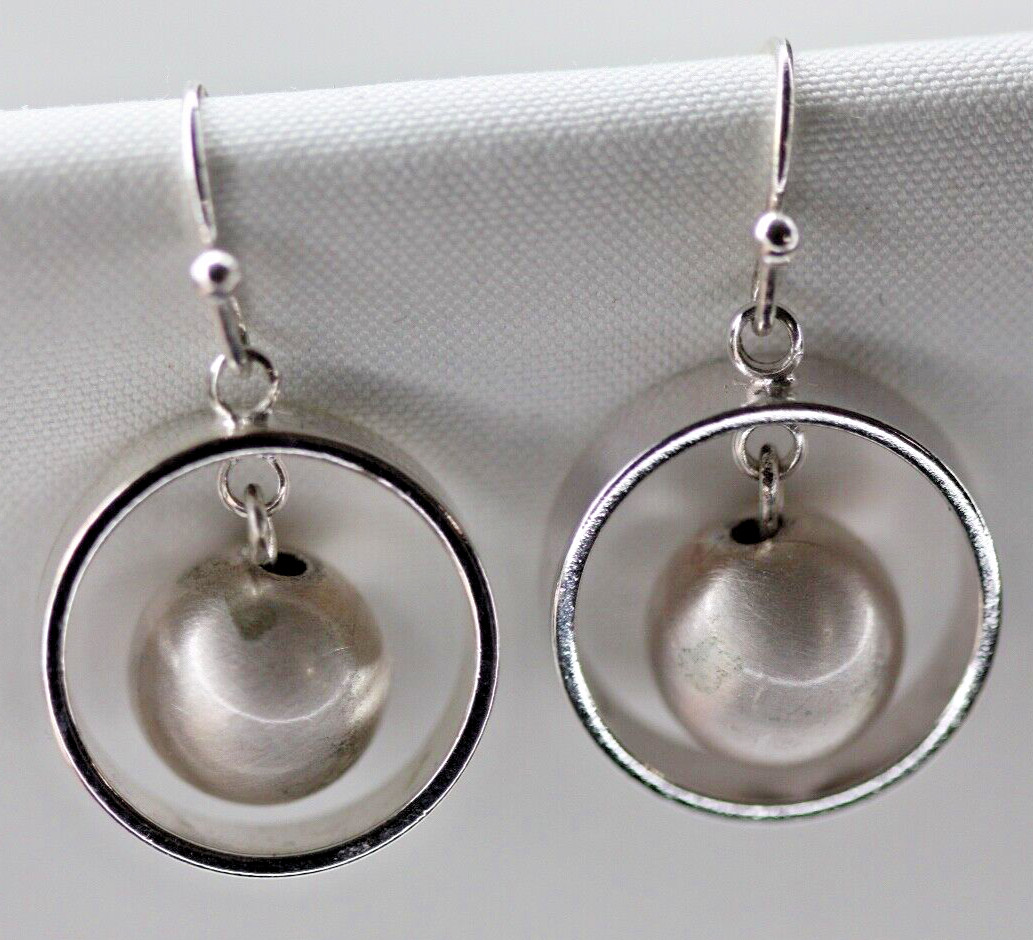 Silver Tone Floating Faux Pearl Bead Dangle Drop Hoop Earrings