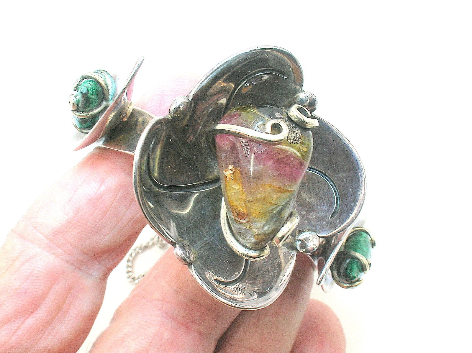 LOS CASTILLO TAXCO MEXICO VINTAGE STERLING SILVER BRACELET WITH STONES – B.OFFER