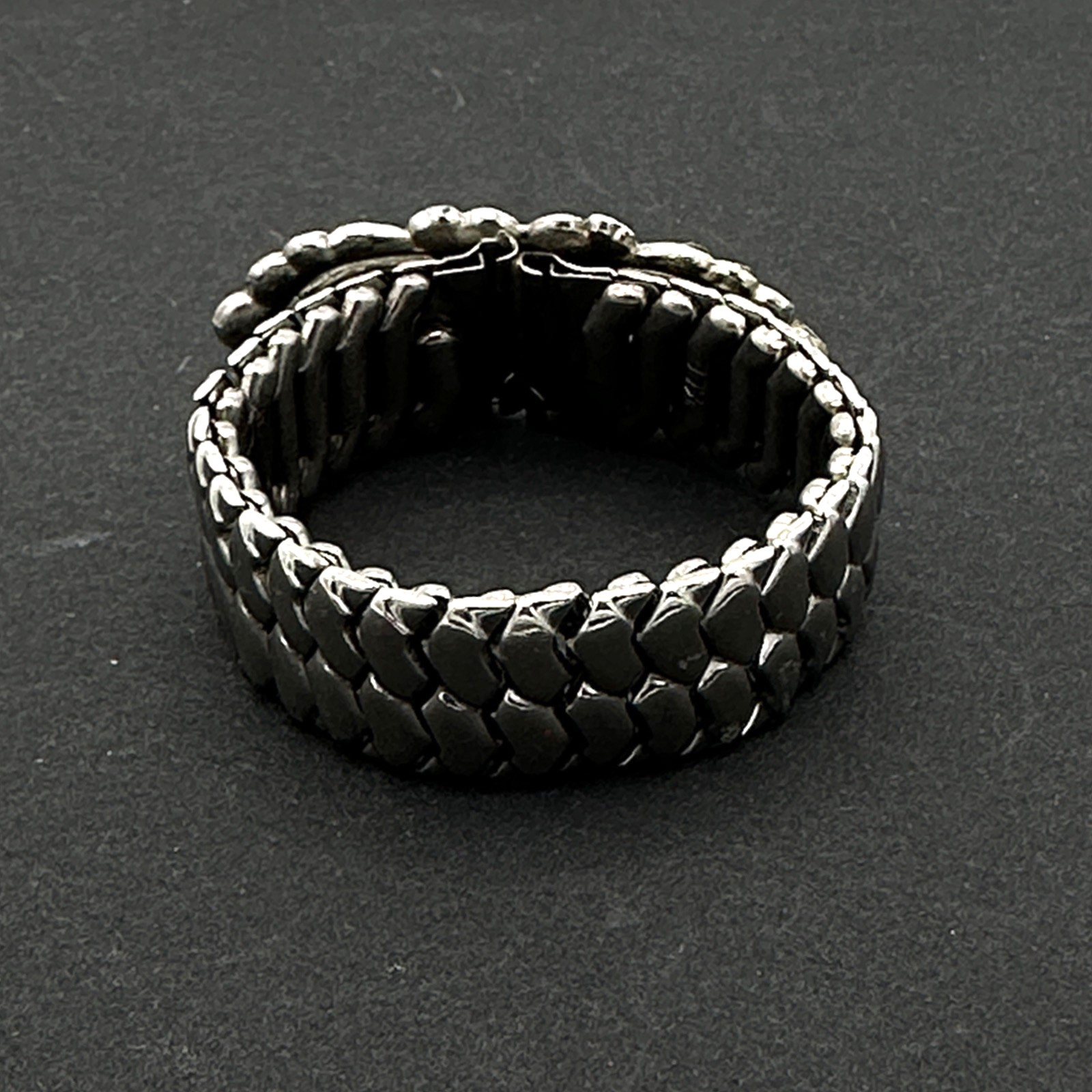 DALE expansion bracelet – vintage silver-tone rhinestone pot metal accent READ