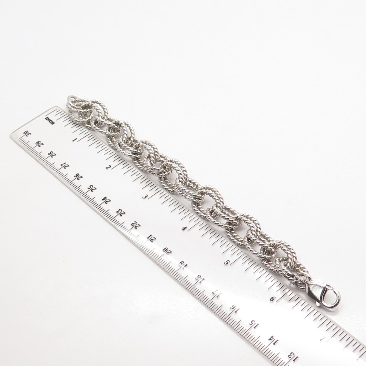 925 Sterling Silver Vintage Twisted Double Rolo Link Bracelet 6.25″