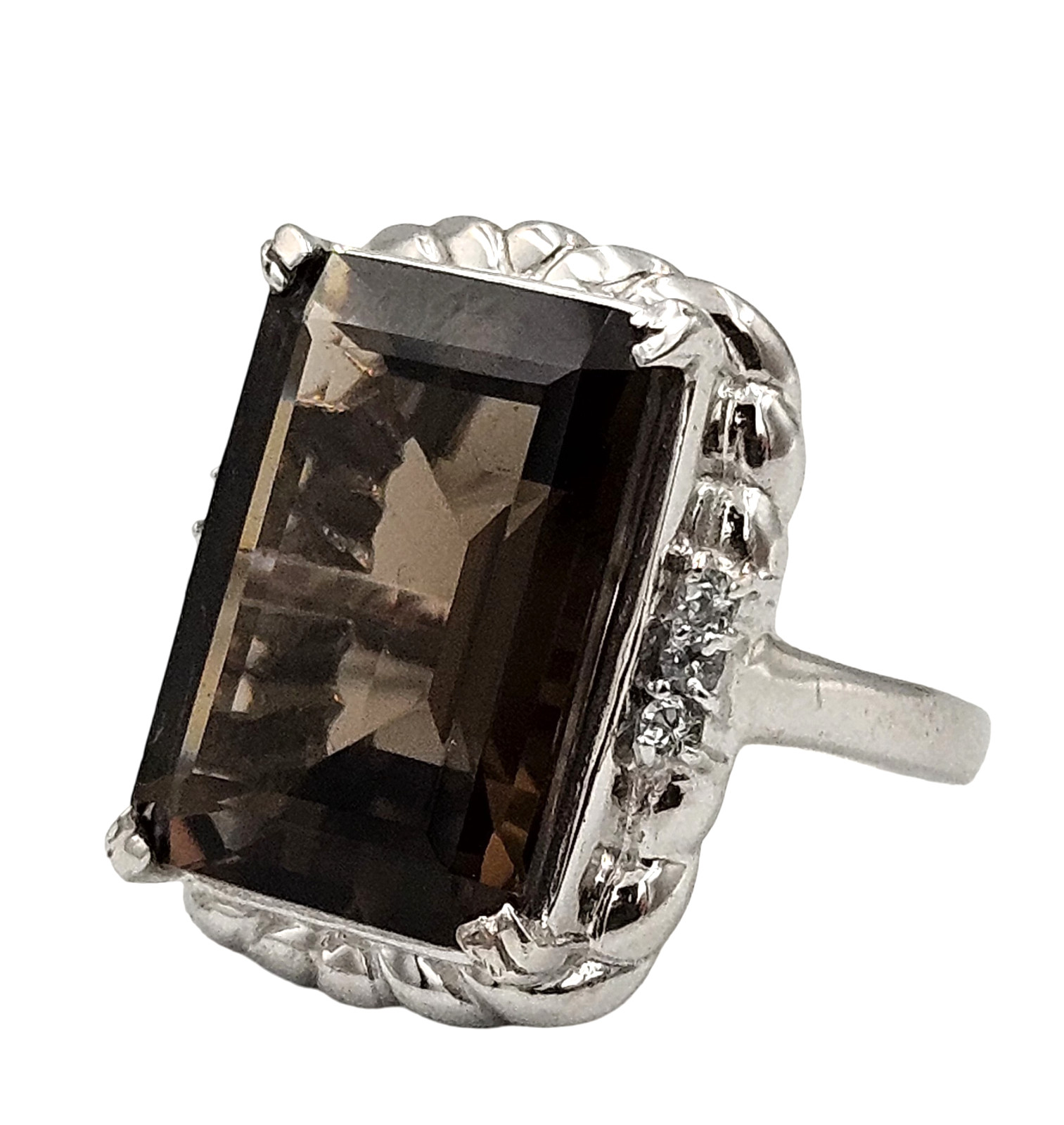 JZ Jewelry W1213 Sterling Silver Smoky Quartz Ring Size 6.5