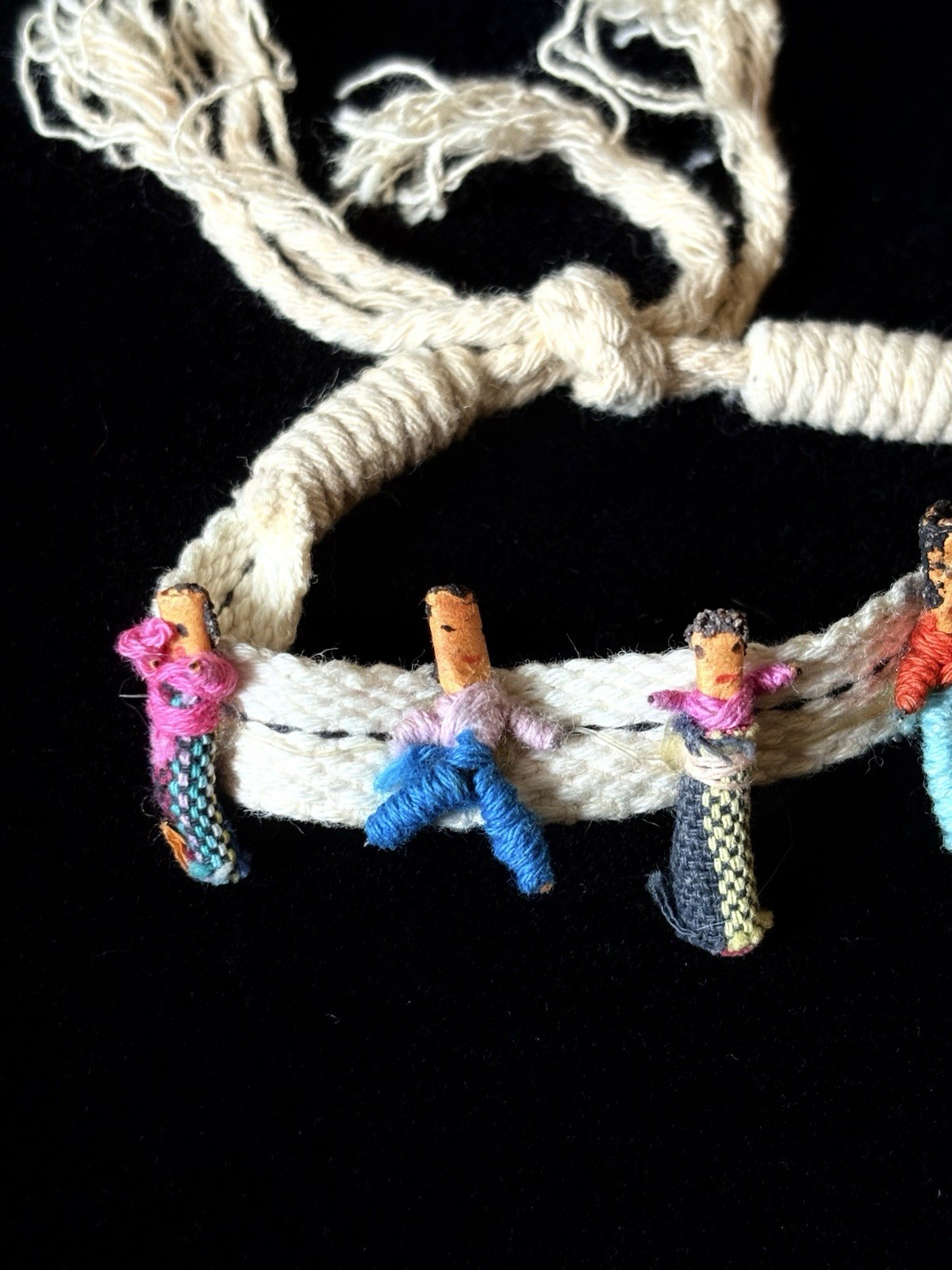 Vintage Guatemalan Handmade Worry Doll Bracelet Unique Colorful Folk Art