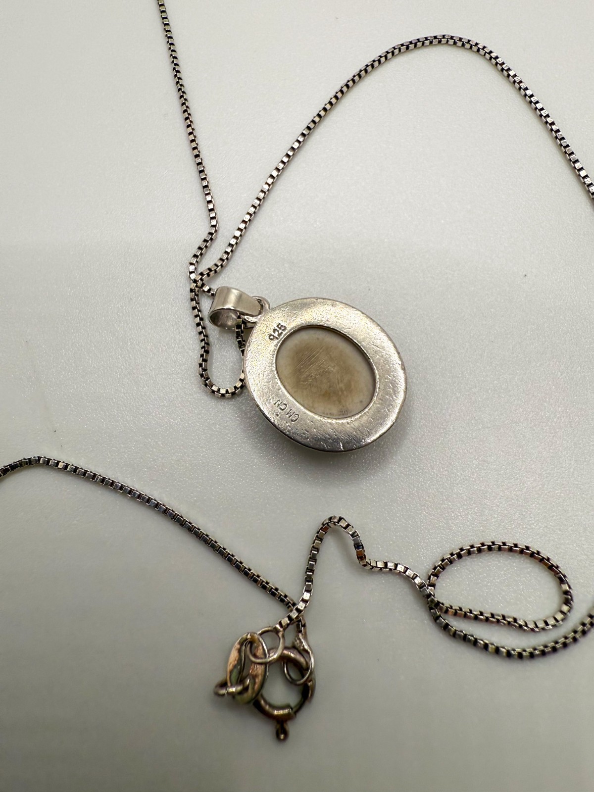 Vintage Sterling Silver Geode Pendant 2.4cm Necklace 18″ JB26