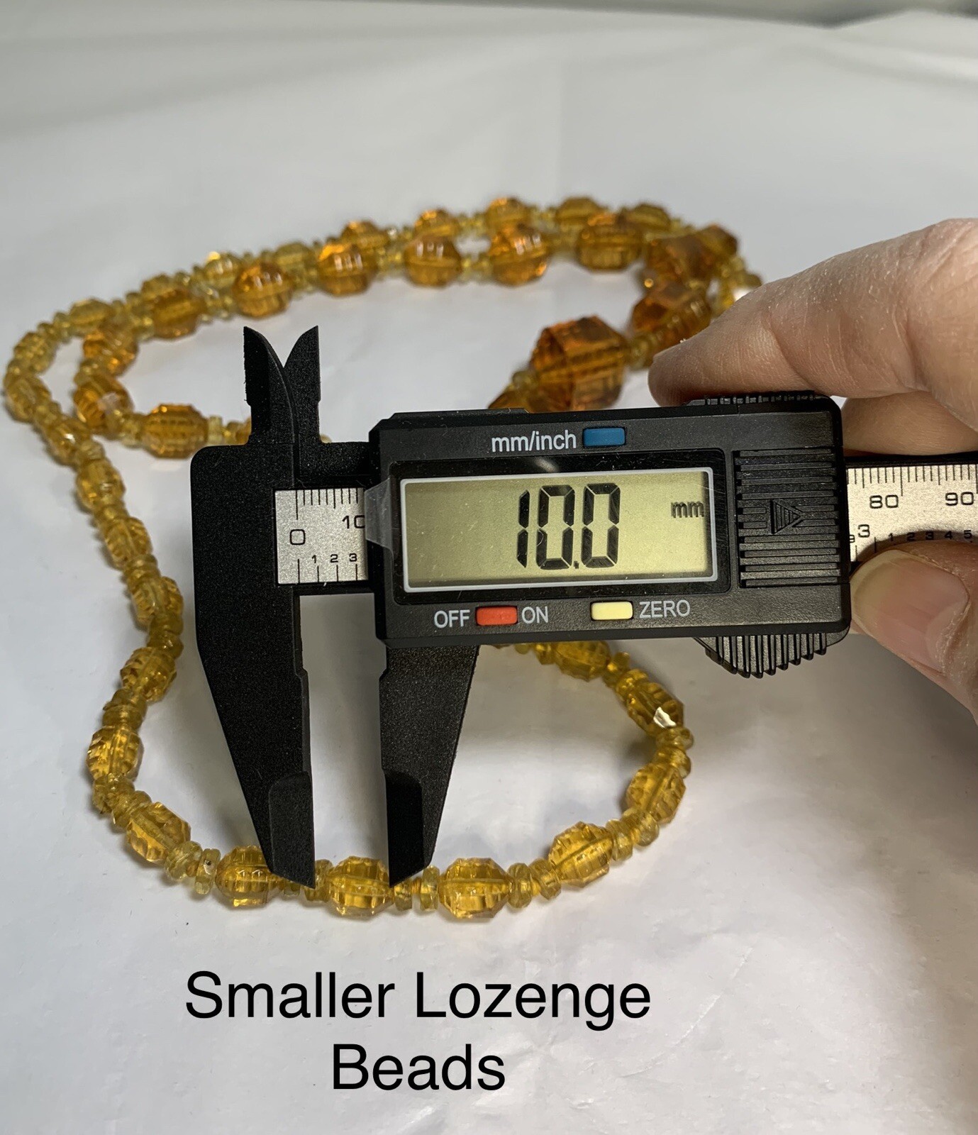 Vintage STUNNING Amber Czech Glass Lozenge Hand Knotted Beaded Necklace 36″ !