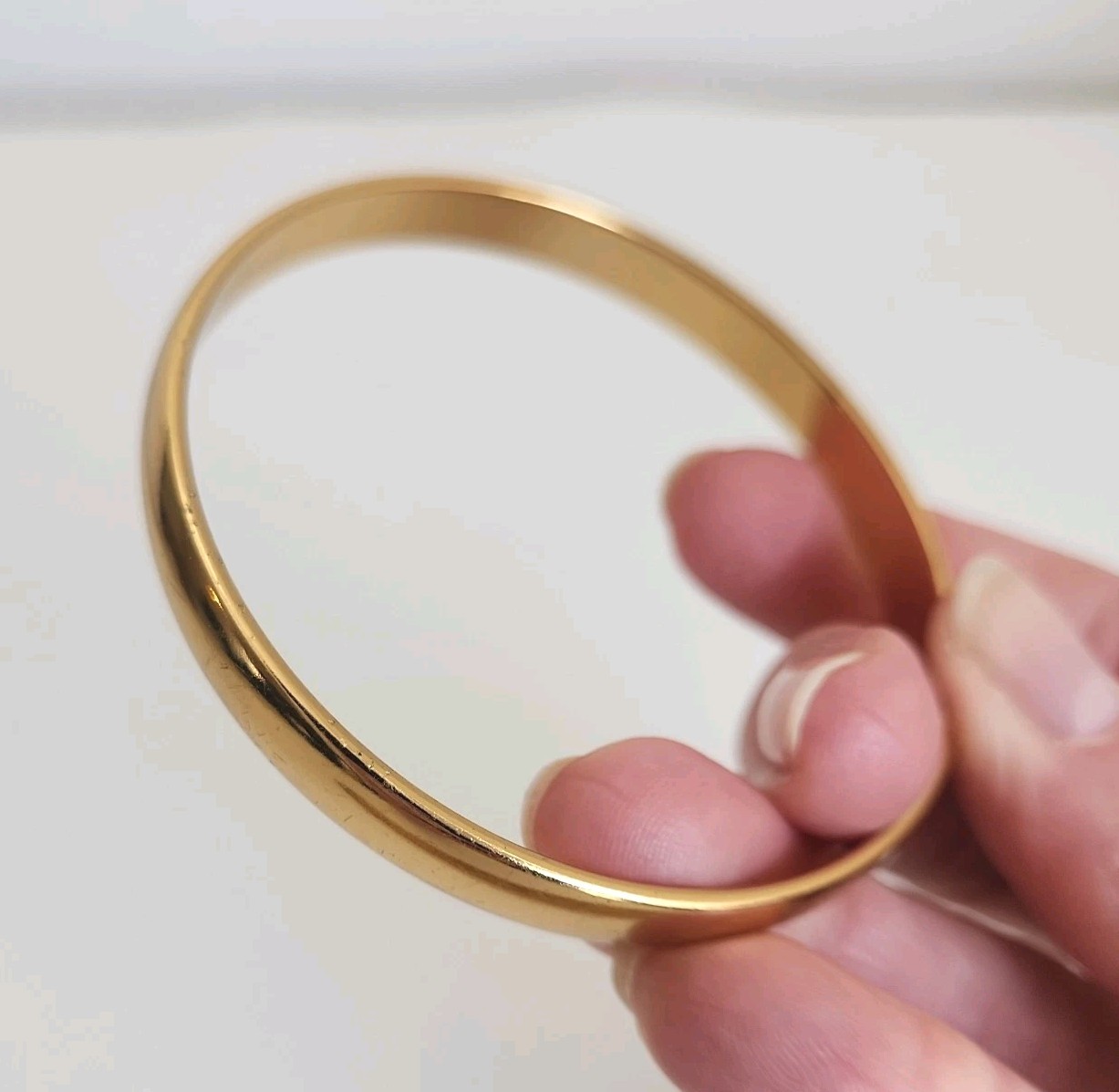 Monet Vintage Bangle Bracelet- Goldtone, Plain, Solid Band
