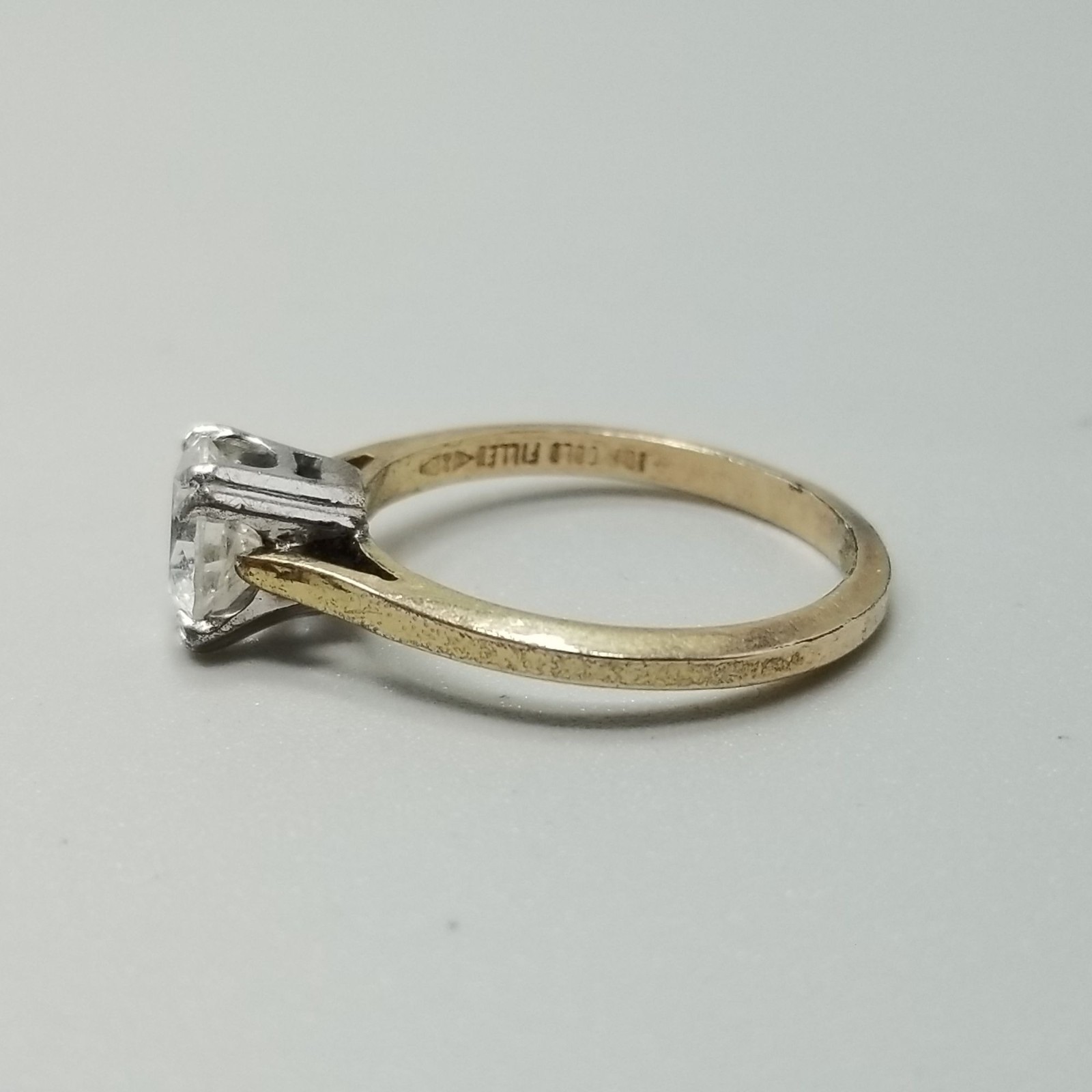 Vintage Sterling Silver Top Gold Filled Band Round Solitaire Ring Size 8