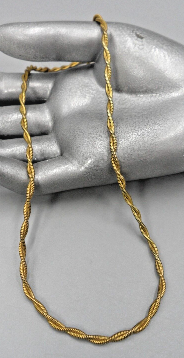 Twisted Double Snake Chain Necklace Specialty Choker Gold Tn 80s Nostalgia 17.5″