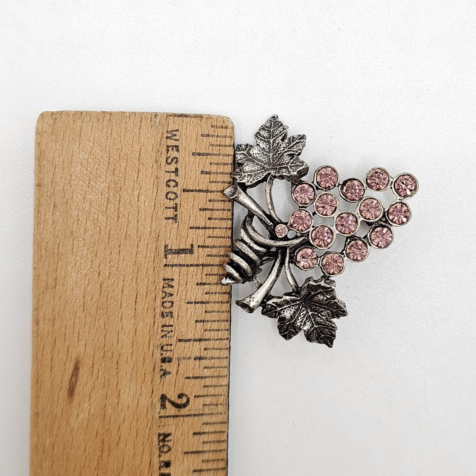 Vintage Grape Cluster Brooch Pin Purple Pink Rhinestones LIA Lianna Signed