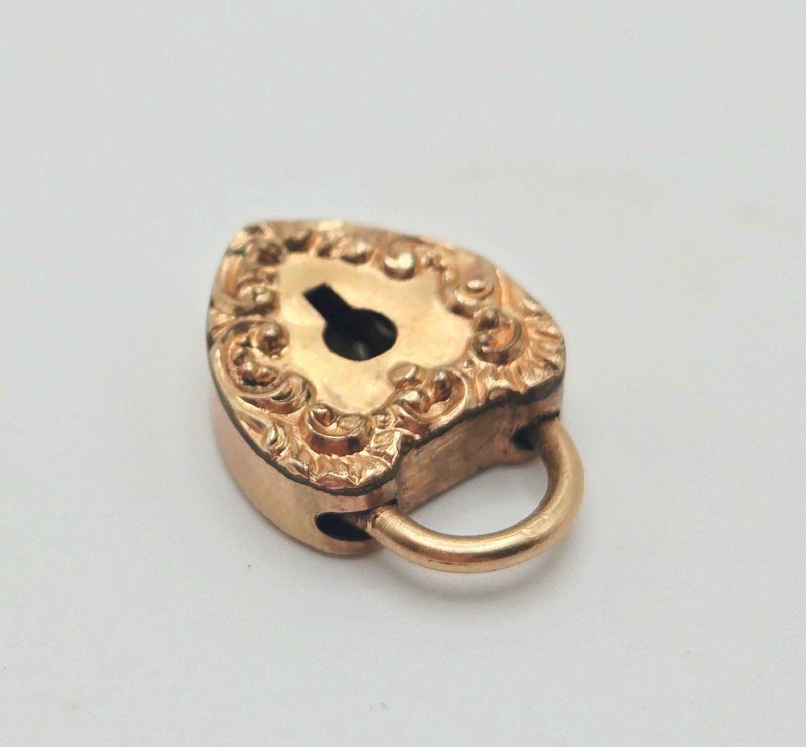 Vintage Victorian Gold Filled Repousse Heart Padlock Pendant / Charm Works
