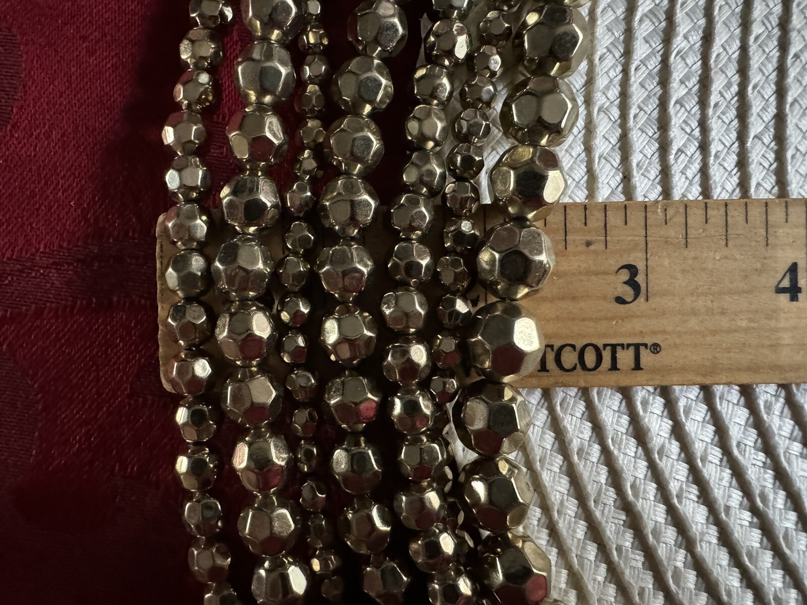 Vintage Signed GRAZIANO gold TONE(NOT METAL) Faceted Beads Multi Strand Necklace