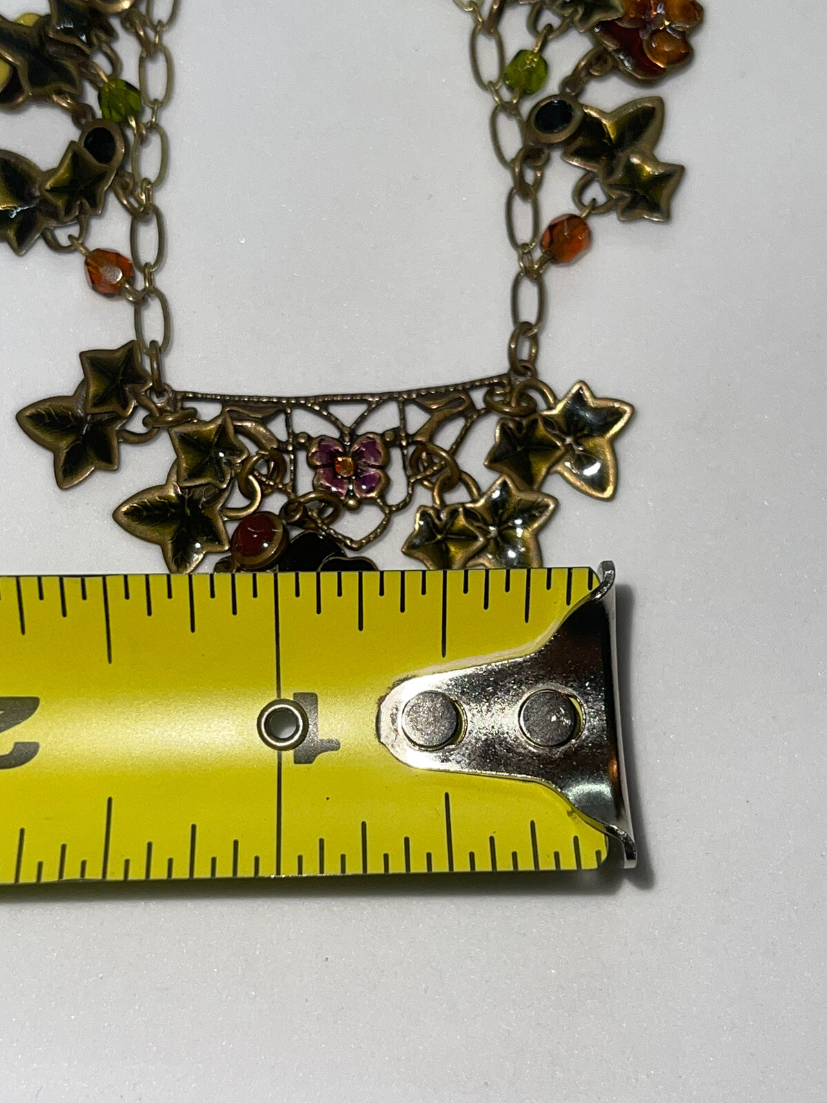 Vintage Glass Works Studio Enamel Pansy Flower Necklace SIGNED