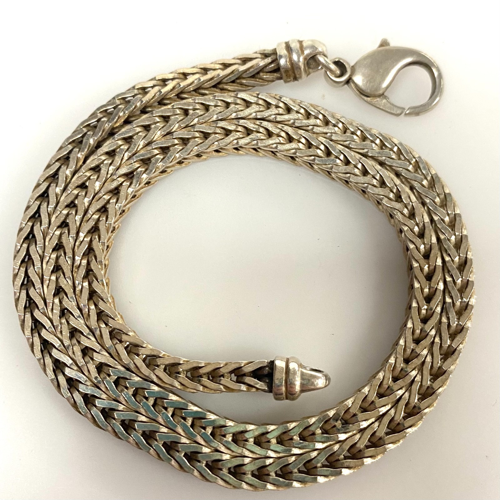 v947 Vintage Sterling Silver 17″ Long Spiga or Wheat Style Link Chain Necklace