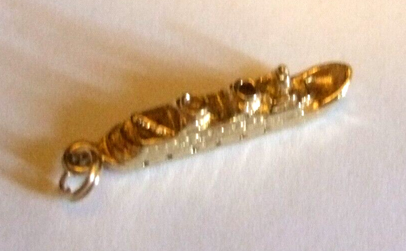Ocean Liner Charm Gold Plated Sterling Ship Charm for Bracelet Vintage Charm