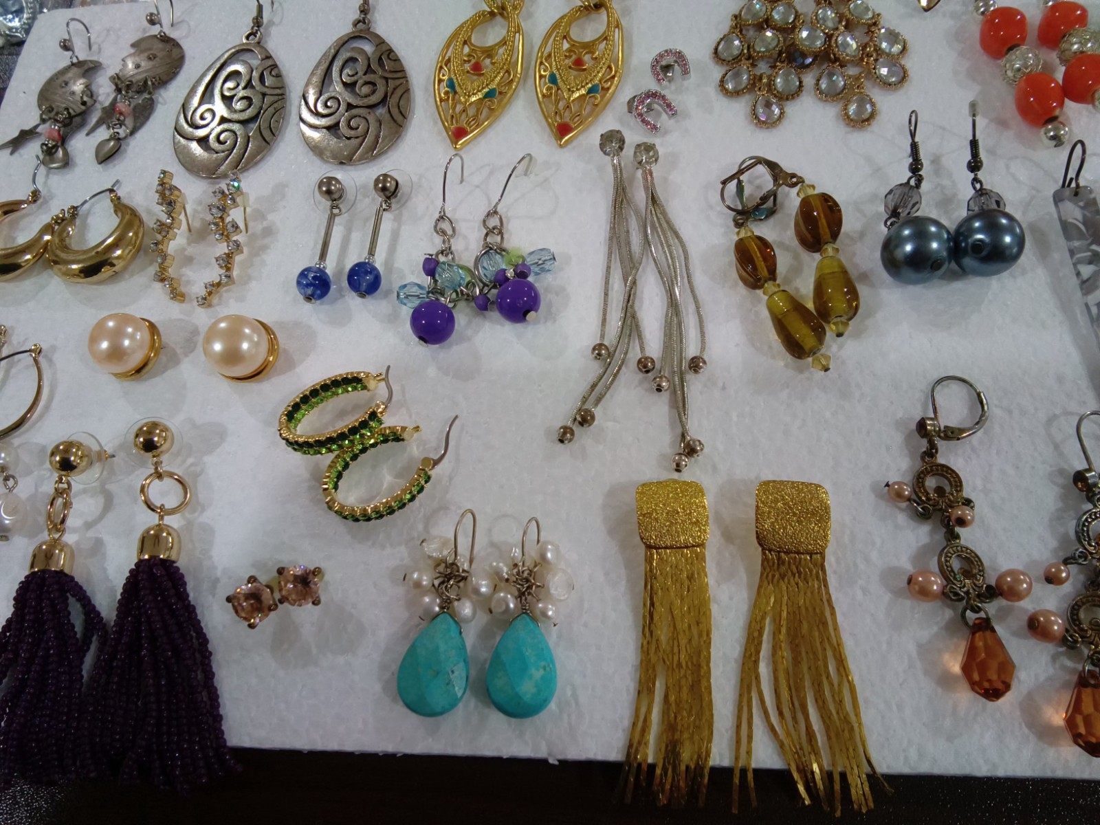 36 Pairs of Pierced Earrings Vintage to New, Different Styles