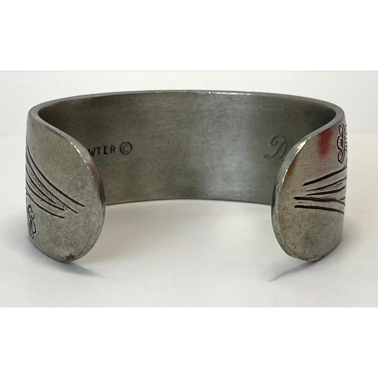 Salisbury Pewter Co. Cuff Bracelet Pewter Floral Flower DECEMBER Birthday