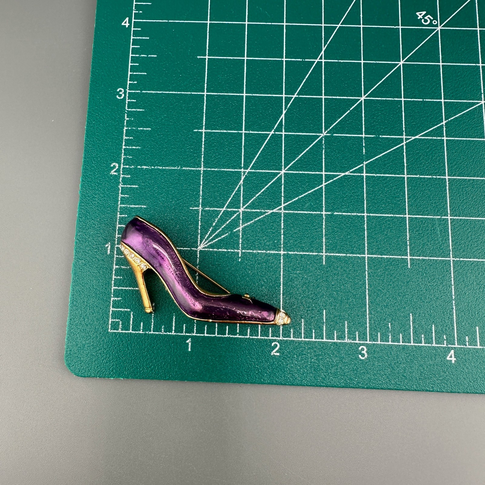 Vintage Shoe Brooch Lot Rhinestone Enamel High Heel Purple Blue Silver Gold Tone