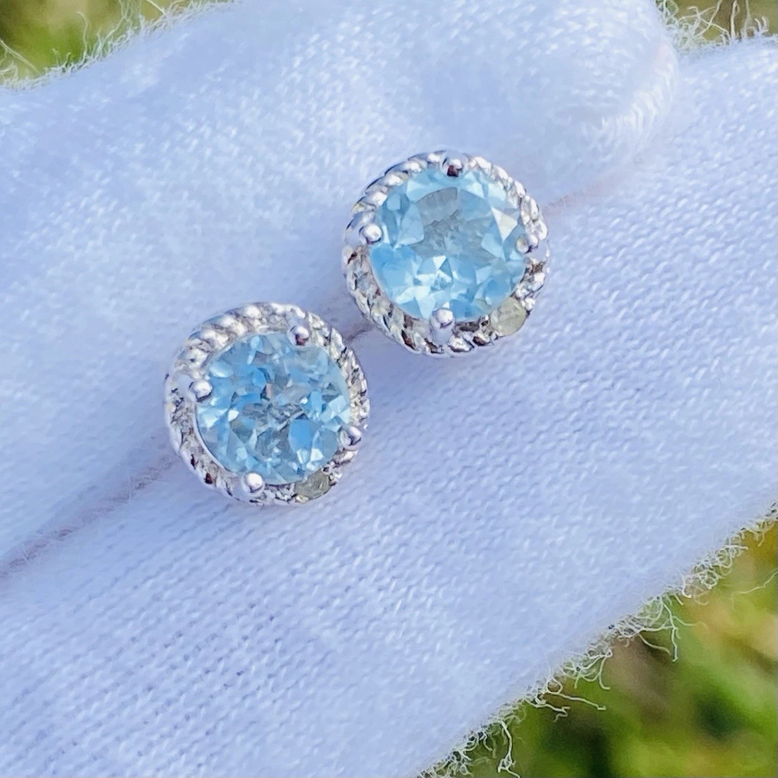 Dee Berkley DBJ Sterling Silver 925 & Blue Topaz Stud Earrings
