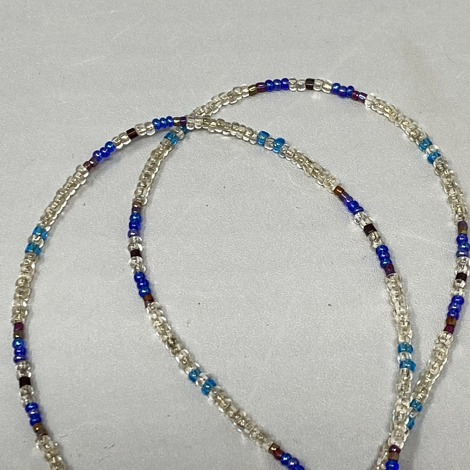 Crystal Rock Quartz Pendant Necklace Amulet Gemstone Blue Clear Seed Bead Chakra