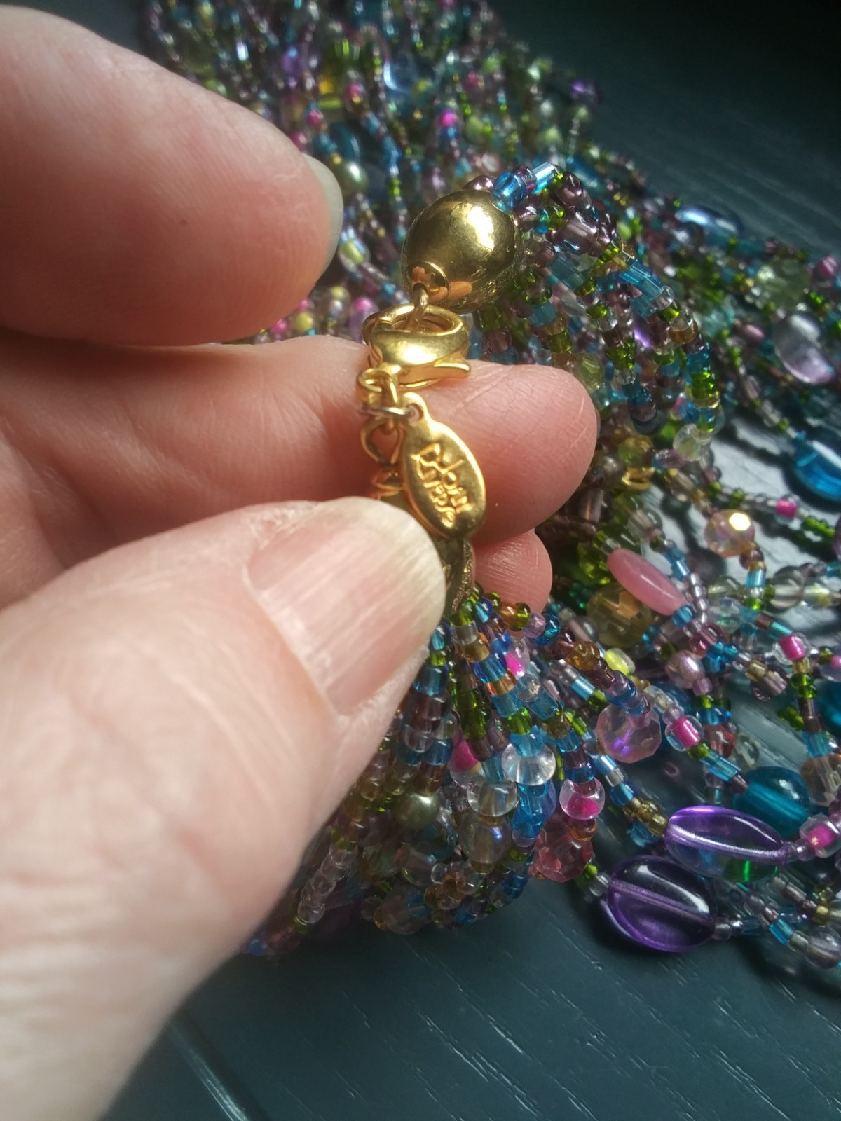 Vintage 80’s Joan Rivers Pastel Glass Multi Strand/Color Torsade Necklace. J1026