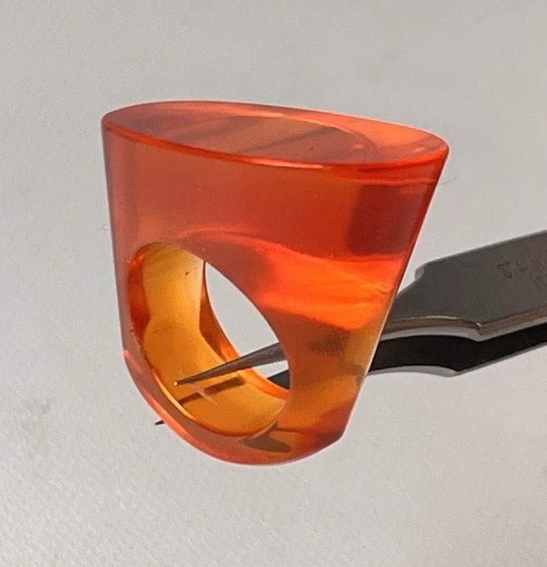 Vintage Lucite Ring Size 5.5 Oval Slanted Modern Chunky Statement Acrylic Orange