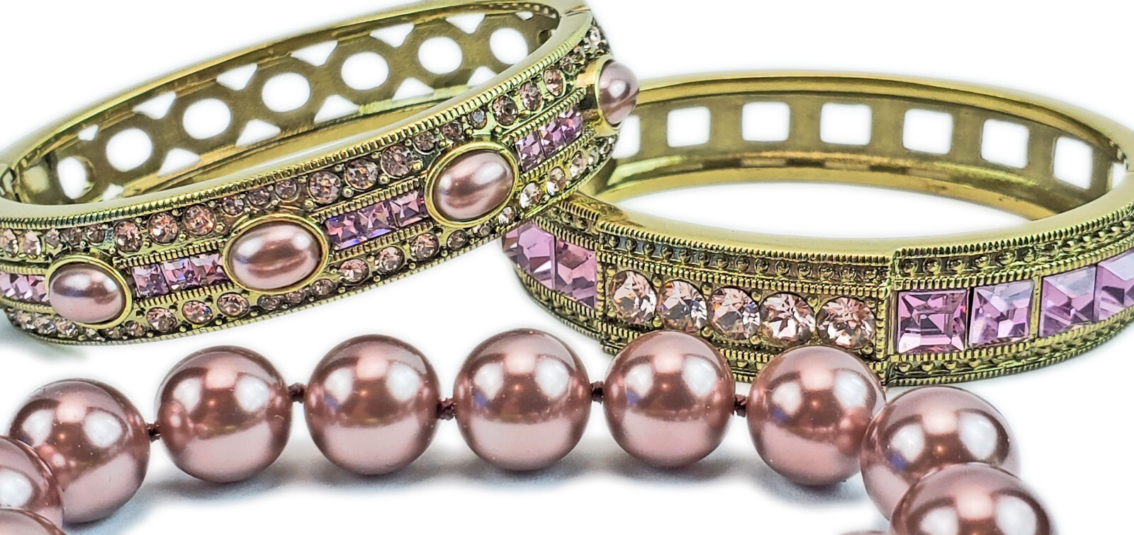 HEIDI DAUS Jewelry 3pc CUT CRYSTAL BEAD TOGGLE BRACELET +2 BANGLE BRACELETS