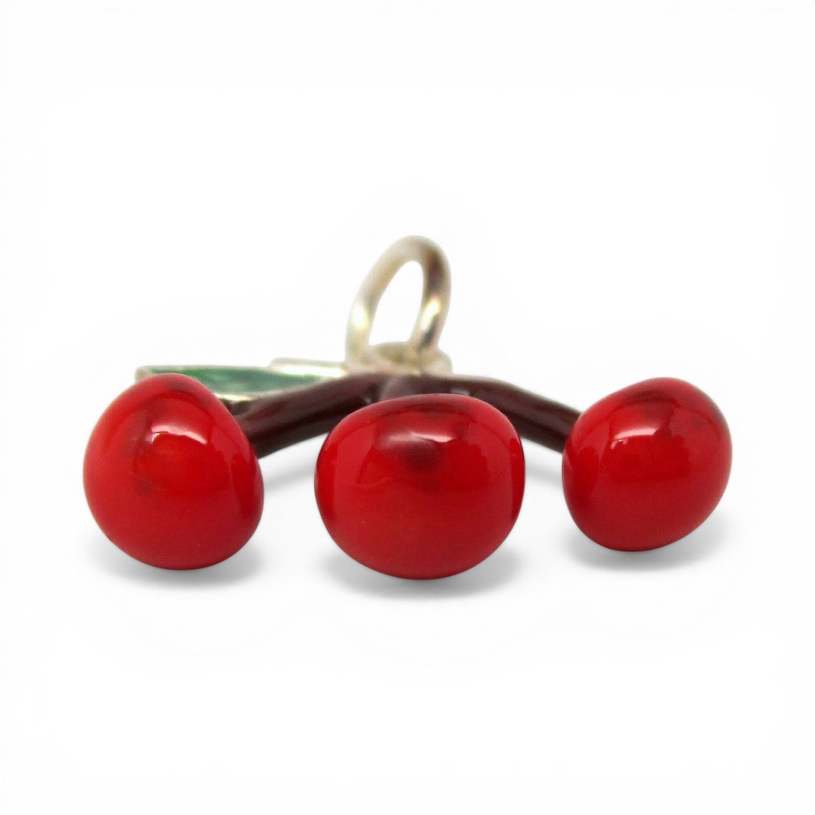 VINTAGE Sterling Silver CHERRIES Charm for Bracelet CHERRY Pendant for Necklace