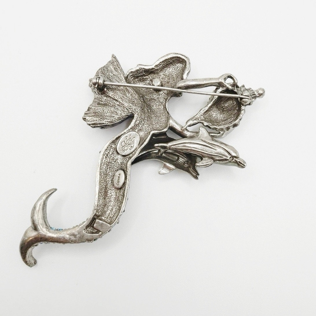 Kirk Folly Mermaid and Dolphin Vintage Brooch