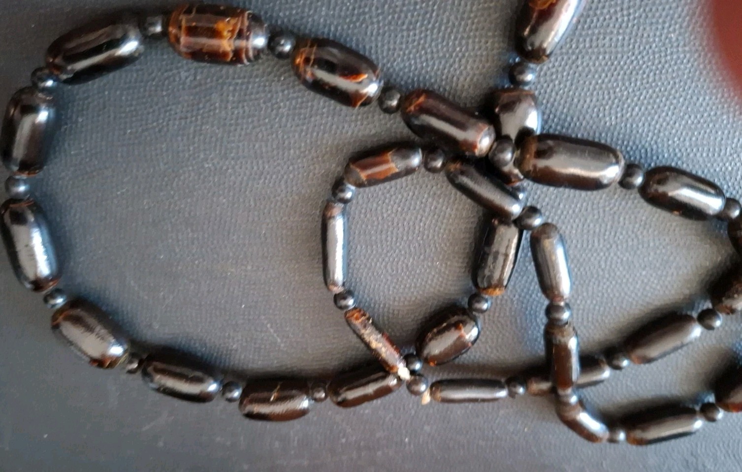 Real Vintage Hawaiian Natural Black Coral Bead Necklace no clasp approx. 30 “