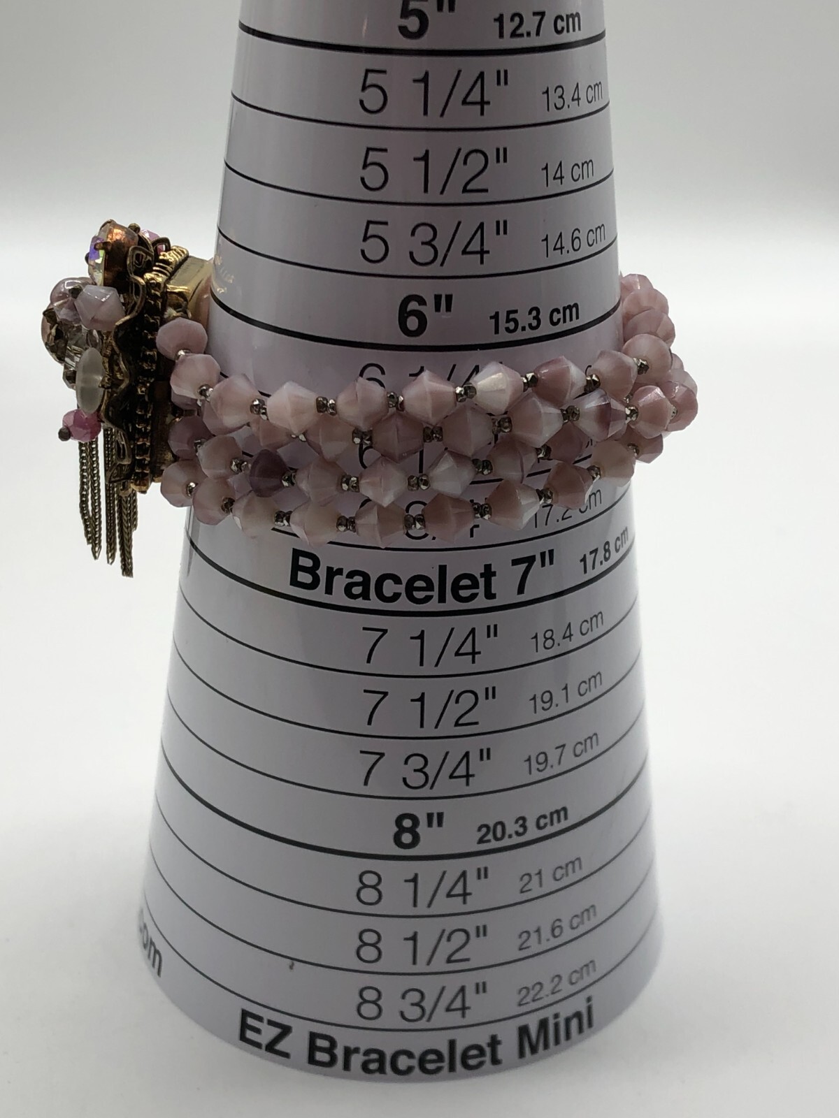 VTG 4 Strand Lavender Glass Bicone Bracelet Fancy Clasp Art Glass Rhinestones