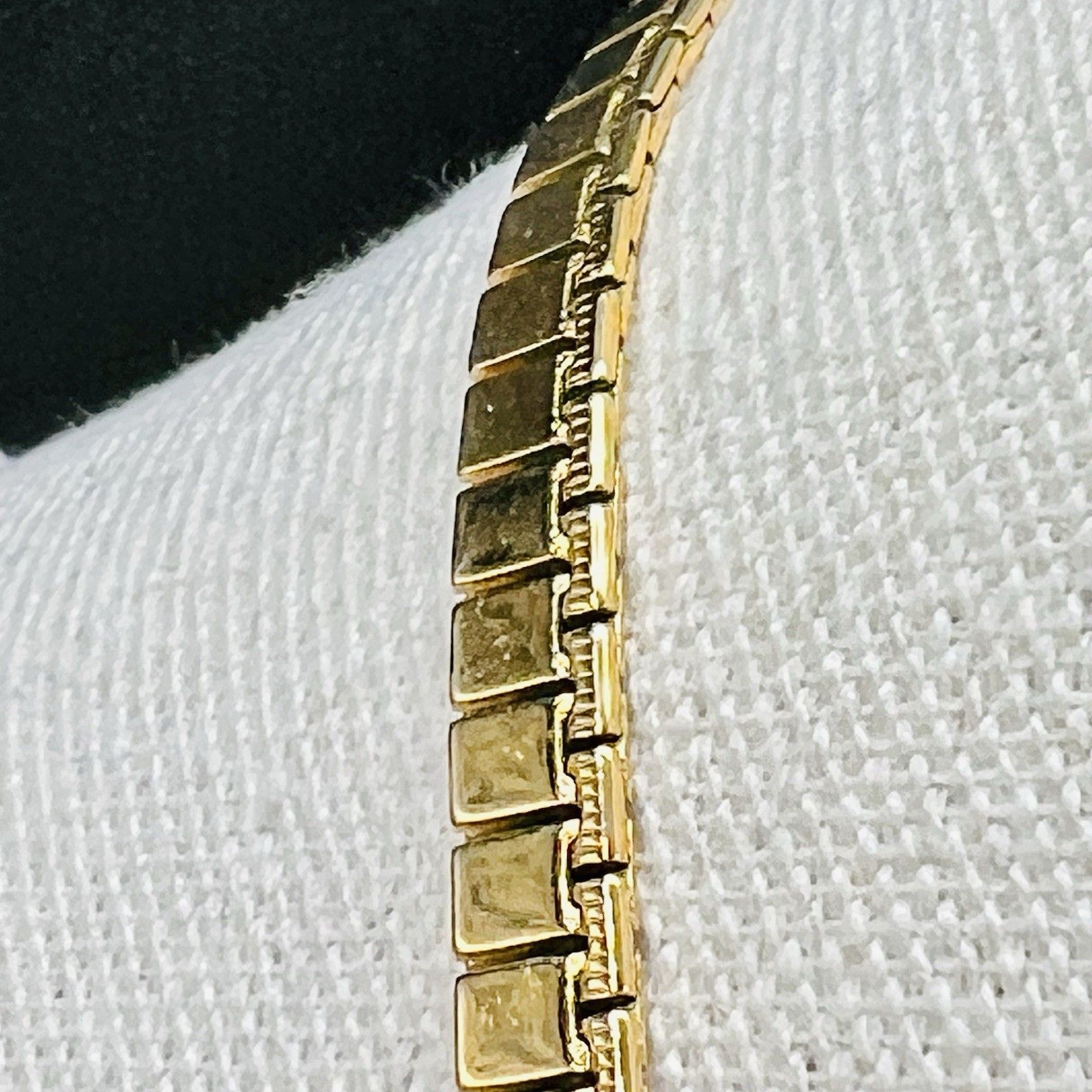 Monet Gold Tone Articulated Tile Link Necklace 27” Signed Vintage Statement Bold