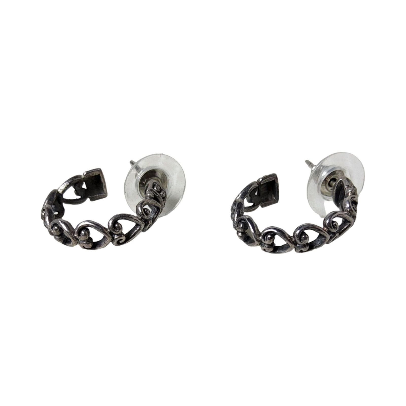 Vintage 1950’s Sterling Silver Scroll Pattern Push Back Hoop Earrings