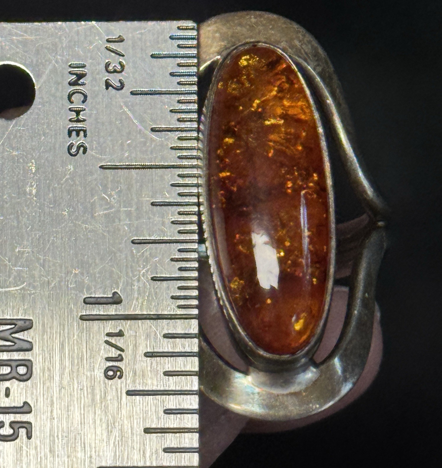 Vintage Dominique Dinouart Mexico DDD Sterling .925 Amber Ring US 9.5 EUC