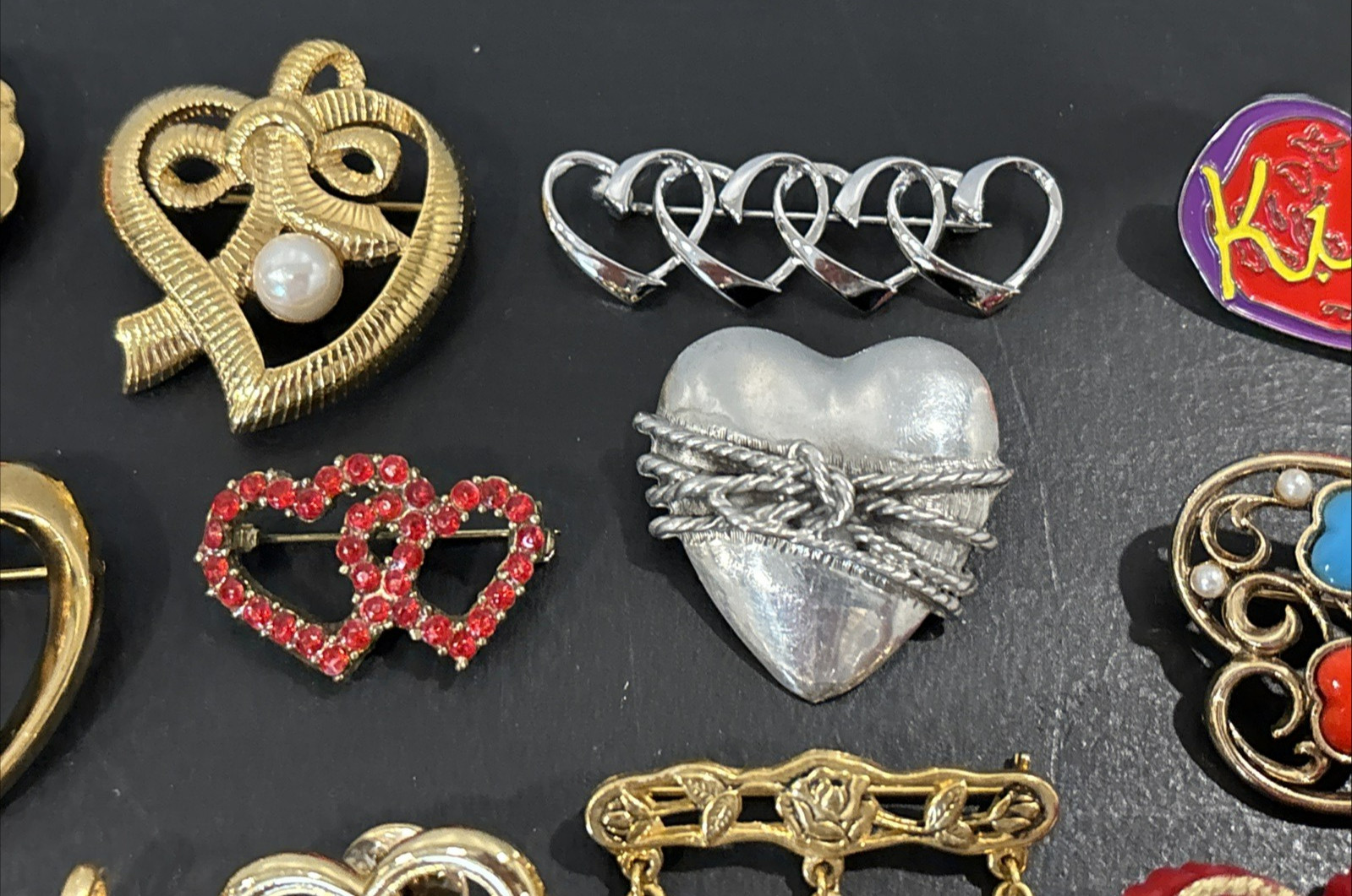 Lot 42 Vintage Now Pin Heart Hearts LC Sarah Coventry Avon Anne Klein ONLY $2