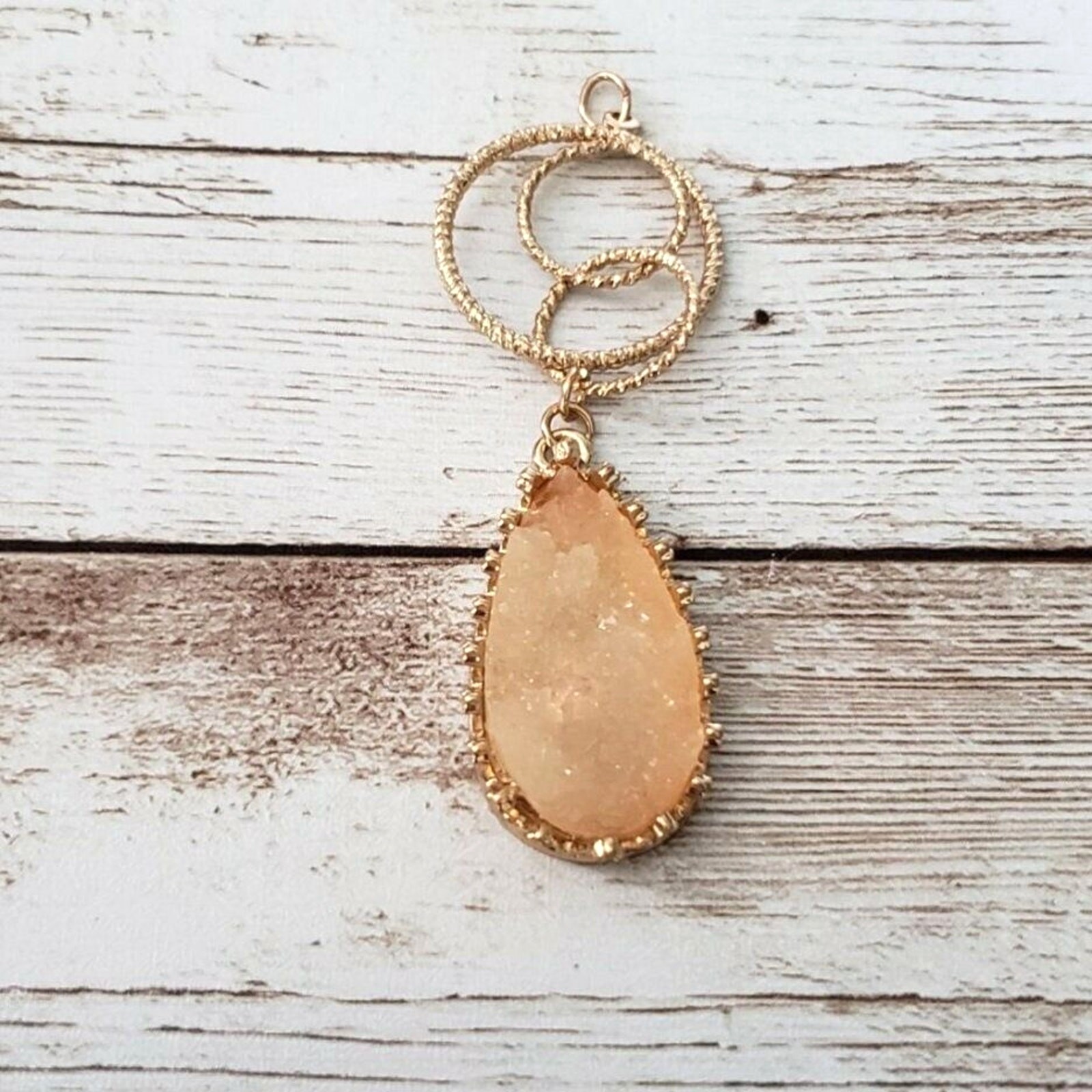 Vintage Pendant – Peach & Gold Tone Fancy Dangle – No Chain Included