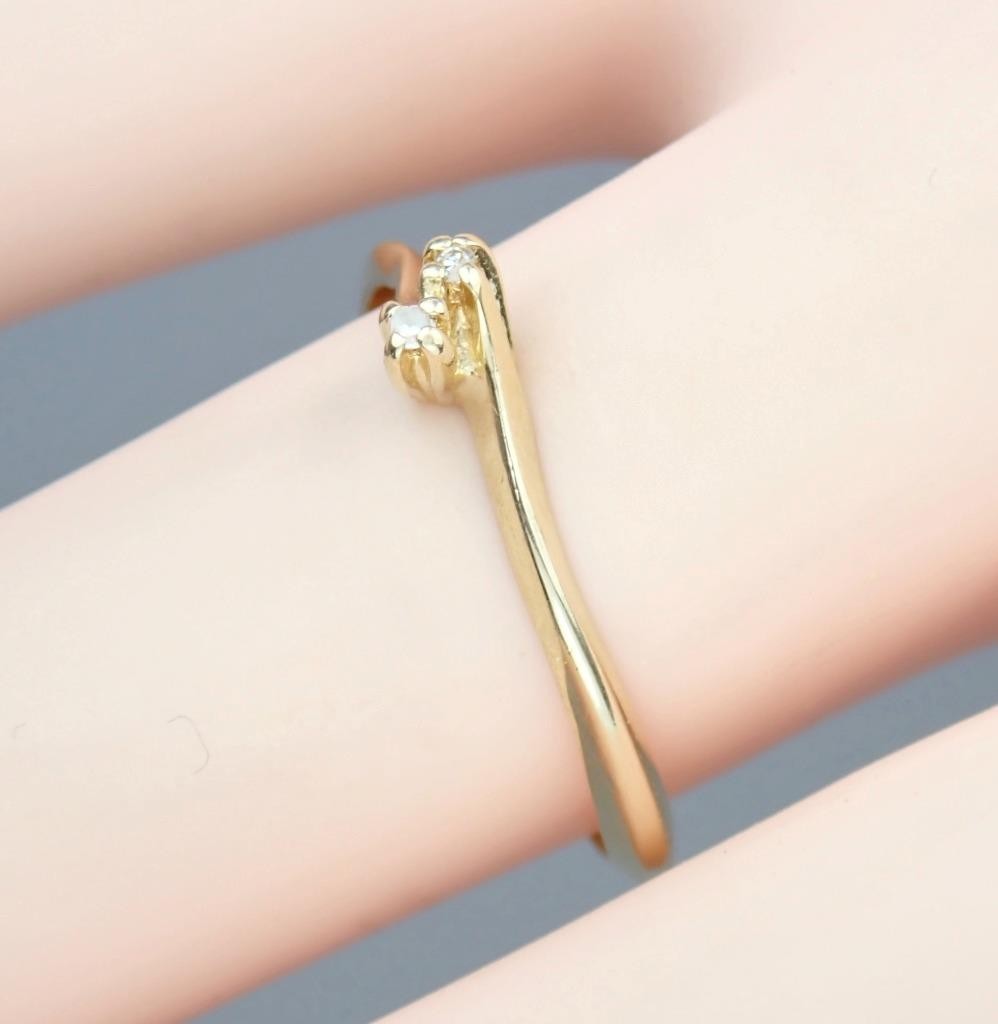 Dainty Vintage Estate Solid 14K Gold SAMUEL AARON Diamond Toi Et Moi Ring NY 6.5