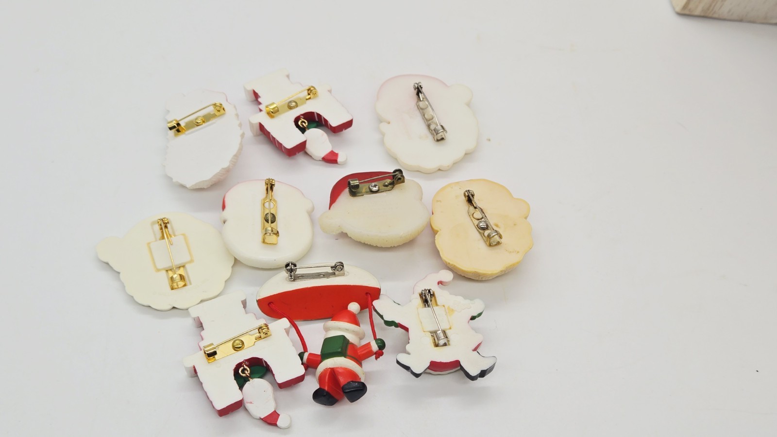 Christmas Brooch Lot Vintage to Now 10 pc Santa Clause Avon Fun World Hallmark