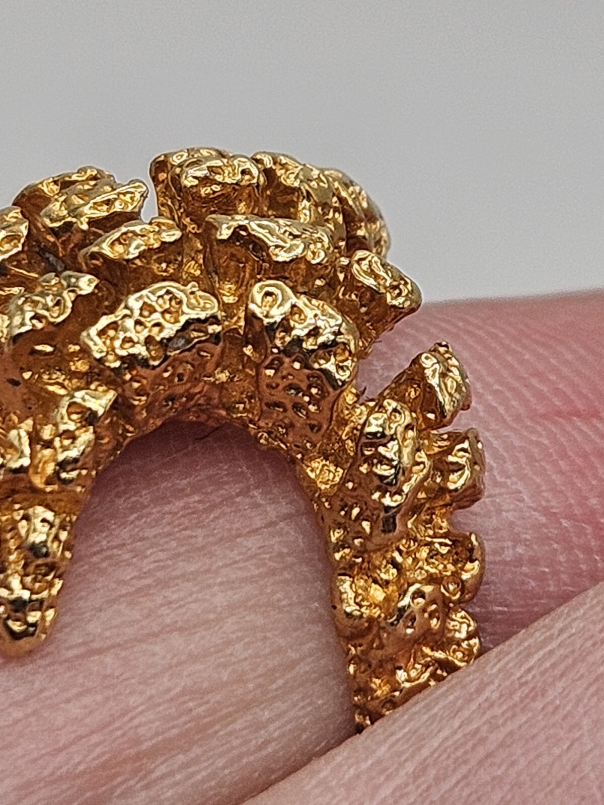 Vintage Modernist Gold Tone Finish Over Brass Petite Ring Size 6