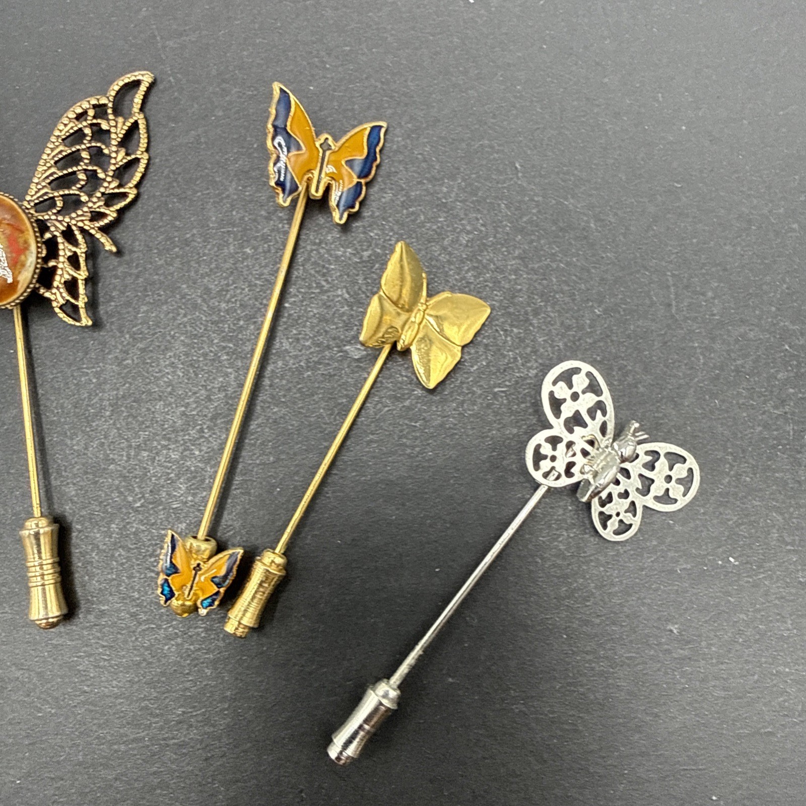 Lot Of Stick Pins – All Butterflies Silver Gold Tone Filigree Cloisonné J57