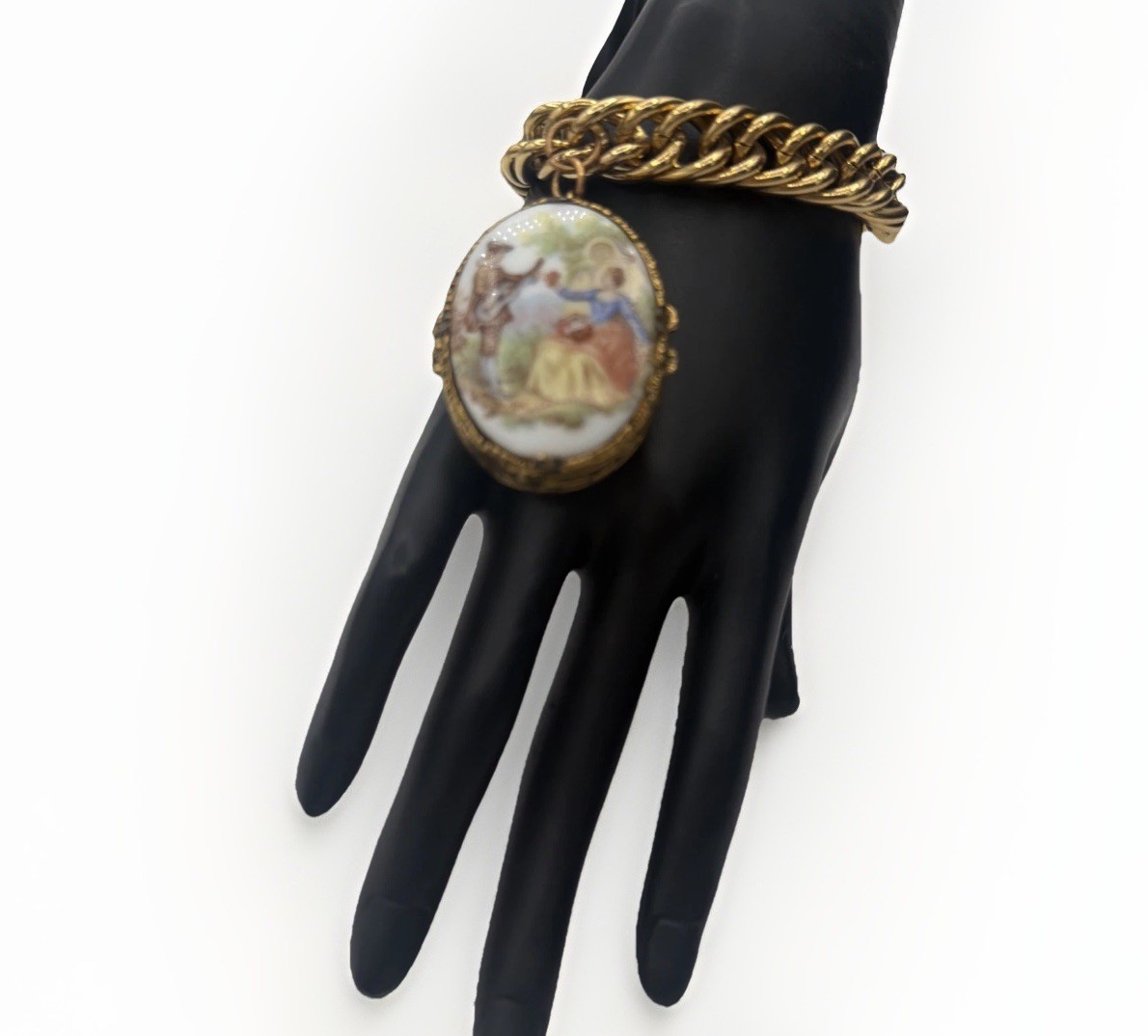 Vintage Mary Chess Gold‑Tone Locket Bracelet Collectable Perfume Jewelry